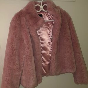Fluffy pink coat